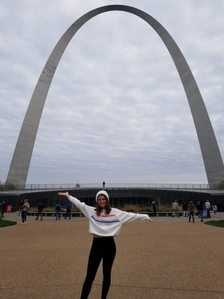 Amy under the Gateway Arch, St. Louis, MO
