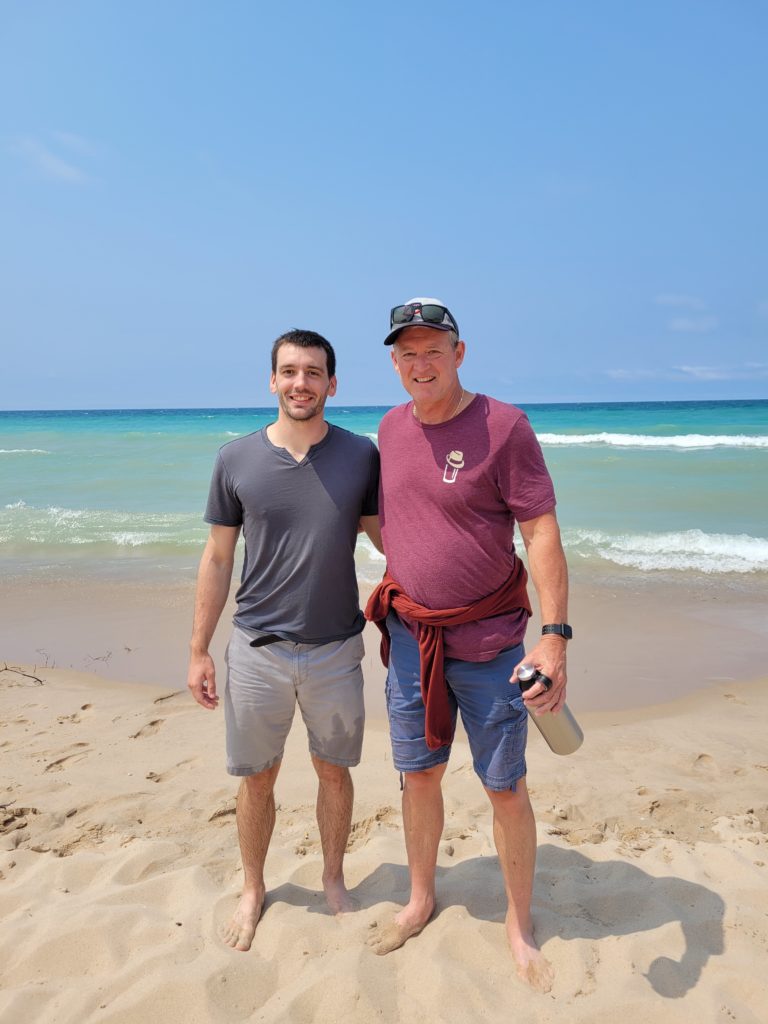 Alex and Dad on Lake Michigan in Sleeping Bear Dunes, MI