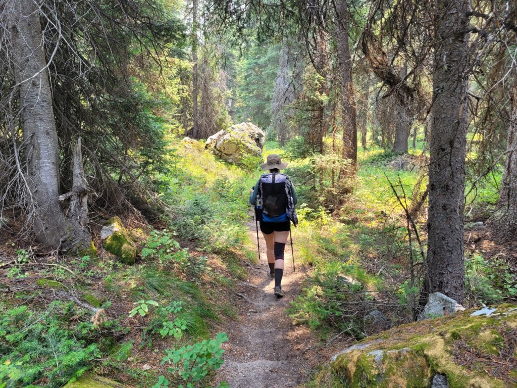 Amy hiking in Sawtooth Wilderness, ID